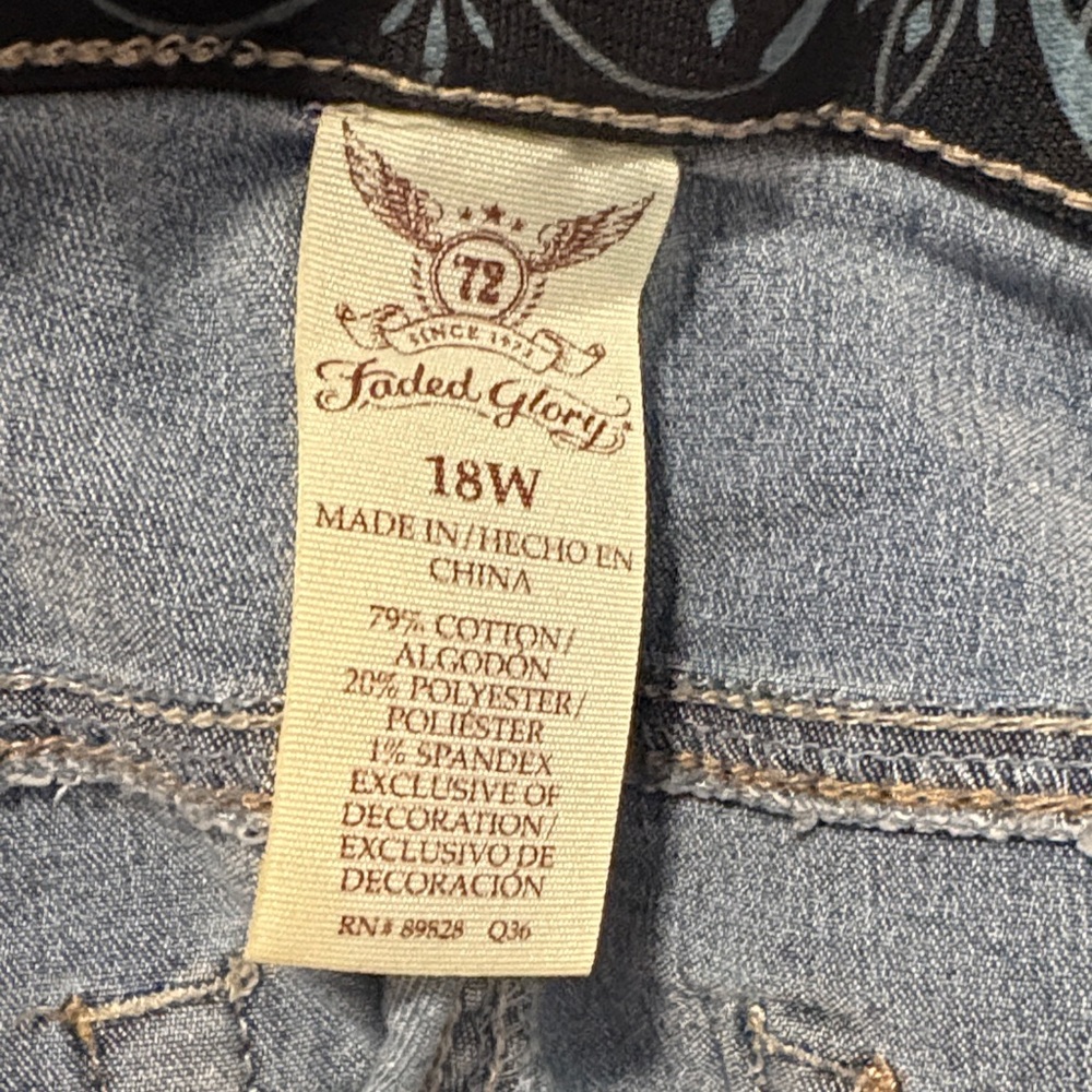 Faded Glory Women’s Light Blue Denim Jeans 18W